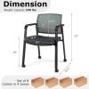 imageGiantex 2Pack Waiting Room Chair Set Rolling Office Desk Chairs with PU Wheels Armrests Stackable Guest Chair for Office School LobbyReception Conference BlackGrey