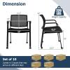 imageGiantex 2Pack Waiting Room Chair Set Rolling Office Desk Chairs with PU Wheels Armrests Stackable Guest Chair for Office School LobbyReception Conference BlackBlack
