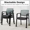 imageGiantex 2Pack Waiting Room Chair Set Rolling Office Desk Chairs with PU Wheels Armrests Stackable Guest Chair for Office School LobbyReception Conference BlackGrey