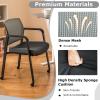 imageGiantex 2Pack Waiting Room Chair Set Rolling Office Desk Chairs with PU Wheels Armrests Stackable Guest Chair for Office School LobbyReception Conference BlackGrey