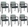 imageGiantex 2Pack Waiting Room Chair Set Rolling Office Desk Chairs with PU Wheels Armrests Stackable Guest Chair for Office School LobbyReception Conference BlackGrey