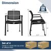 imageGiantex 2Pack Waiting Room Chair Set Rolling Office Desk Chairs with PU Wheels Armrests Stackable Guest Chair for Office School LobbyReception Conference BlackBlack