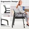 imageGiantex 2Pack Waiting Room Chair Set Rolling Office Desk Chairs with PU Wheels Armrests Stackable Guest Chair for Office School LobbyReception Conference BlackGrey