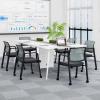 imageGiantex 2Pack Waiting Room Chair Set Rolling Office Desk Chairs with PU Wheels Armrests Stackable Guest Chair for Office School LobbyReception Conference BlackGrey