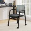 imageGiantex 2Pack Waiting Room Chair Set Rolling Office Desk Chairs with PU Wheels Armrests Stackable Guest Chair for Office School LobbyReception Conference BlackGrey