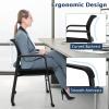 imageGiantex 2Pack Waiting Room Chair Set Rolling Office Desk Chairs with PU Wheels Armrests Stackable Guest Chair for Office School LobbyReception Conference BlackBlack