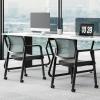 imageGiantex 2Pack Waiting Room Chair Set Rolling Office Desk Chairs with PU Wheels Armrests Stackable Guest Chair for Office School LobbyReception Conference BlackGrey