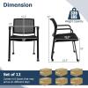 imageGiantex 2Pack Waiting Room Chair Set Rolling Office Desk Chairs with PU Wheels Armrests Stackable Guest Chair for Office School LobbyReception Conference BlackBlack