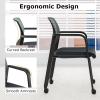 imageGiantex 2Pack Waiting Room Chair Set Rolling Office Desk Chairs with PU Wheels Armrests Stackable Guest Chair for Office School LobbyReception Conference BlackGrey