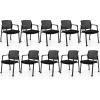 imageGiantex 2Pack Waiting Room Chair Set Rolling Office Desk Chairs with PU Wheels Armrests Stackable Guest Chair for Office School LobbyReception Conference BlackBlack