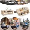 imageGiantex 2Tier Coffee Table 465 Rectangular Center Table wAcrylic Mirror Design Wooden Table wLarge Tabletop Open Shelf 2 Drawers amp 5 Support Legs Accent Living Room Furniture NaturalNatural