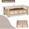 imageGiantex 2Tier Coffee Table 465 Rectangular Center Table wAcrylic Mirror Design Wooden Table wLarge Tabletop Open Shelf 2 Drawers amp 5 Support Legs Accent Living Room Furniture NaturalNatural