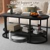 imageGiantex 2Tier Coffee Table Oval Center Table with Wood Grain Top amp Open Storage Shelf Modern Accent Table with Heavy Duty Metal Frame Cocktail Table for Living Room Reception BlackBlack