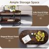 imageGiantex 2Tier Coffee Table Oval Center Table with Wood Grain Top amp Open Storage Shelf Modern Accent Table with Heavy Duty Metal Frame Cocktail Table for Living Room Reception BlackRustic Brown