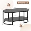 imageGiantex 2Tier Coffee Table Oval Center Table with Wood Grain Top amp Open Storage Shelf Modern Accent Table with Heavy Duty Metal Frame Cocktail Table for Living Room Reception BlackBlack Marble