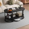 imageGiantex 2Tier Coffee Table Oval Center Table with Wood Grain Top amp Open Storage Shelf Modern Accent Table with Heavy Duty Metal Frame Cocktail Table for Living Room Reception BlackBlack