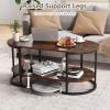 imageGiantex 2Tier Coffee Table Oval Center Table with Wood Grain Top amp Open Storage Shelf Modern Accent Table with Heavy Duty Metal Frame Cocktail Table for Living Room Reception BlackRustic Brown