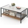 imageGiantex 2Tier Coffee Table with Storage Faux Marble Center Table Table with Sintered Stone Tabletop Open Shelf amp Sturdy Metal Frame Modern Coffee Tables for Living Room Reception Room