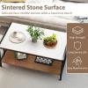imageGiantex 2Tier Coffee Table with Storage Faux Marble Center Table Table with Sintered Stone Tabletop Open Shelf amp Sturdy Metal Frame Modern Coffee Tables for Living Room Reception Room