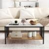 imageGiantex 2Tier Coffee Table with Storage Faux Marble Center Table Table with Sintered Stone Tabletop Open Shelf amp Sturdy Metal Frame Modern Coffee Tables for Living Room Reception Room