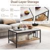 imageGiantex 2Tier Coffee Table with Storage Faux Marble Center Table Table with Sintered Stone Tabletop Open Shelf amp Sturdy Metal Frame Modern Coffee Tables for Living Room Reception Room