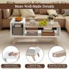 imageGiantex 2Tier Coffee Table with Storage Mid Century Modern Center Table Geometric Living Room Table for Small Space Apartment White