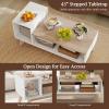 imageGiantex 2Tier Coffee Table with Storage Mid Century Modern Center Table Geometric Living Room Table for Small Space Apartment White