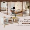 imageGiantex 2Tier Coffee Table with Storage Mid Century Modern Center Table Geometric Living Room Table for Small Space Apartment White