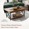 imageGiantex 2Tier Coffee Table with Storage Shelf Modern Accent Cocktail Tea Table with Reinforced XShaped Structure Solid Metal Legs amp Adjustable Feet Center Table for Living Room BlackRustic Brown