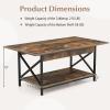 imageGiantex 2Tier Coffee Table with Storage Shelf Modern Accent Cocktail Tea Table with Reinforced XShaped Structure Solid Metal Legs amp Adjustable Feet Center Table for Living Room BlackRustic Brown