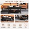 imageGiantex 2Tier Coffee Table with Storage Shelf Modern Accent Cocktail Tea Table with Reinforced XShaped Structure Solid Metal Legs amp Adjustable Feet Center Table for Living Room BlackBlack