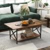 imageGiantex 2Tier Coffee Table with Storage Shelf Modern Accent Cocktail Tea Table with Reinforced XShaped Structure Solid Metal Legs amp Adjustable Feet Center Table for Living Room BlackRustic Brown