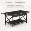 imageGiantex 2Tier Coffee Table with Storage Shelf Modern Accent Cocktail Tea Table with Reinforced XShaped Structure Solid Metal Legs amp Adjustable Feet Center Table for Living Room BlackBlack