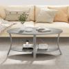 imageGiantex 44 Inch Oval Coffee Table 2Tier Center Table with Storage Shelf amp Rubber Wood Frame Modern Farmhouse Living Room Table for Reception Office Gray