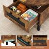 imageGiantex 47 Oval Coffee Table Cocktail Accent Center Table with Storage Compartments amp Drawer Wood Small Coffee Table with 5 Support Legs Mid Century Modern Living Room Tables NaturalRustic Brown