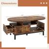 imageGiantex 47 Oval Coffee Table Cocktail Accent Center Table with Storage Compartments amp Drawer Wood Small Coffee Table with 5 Support Legs Mid Century Modern Living Room Tables NaturalRustic Brown