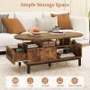 imageGiantex 47 Oval Coffee Table Cocktail Accent Center Table with Storage Compartments amp Drawer Wood Small Coffee Table with 5 Support Legs Mid Century Modern Living Room Tables NaturalRustic Brown
