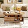 imageGiantex 47 Oval Coffee Table Cocktail Accent Center Table with Storage Compartments amp Drawer Wood Small Coffee Table with 5 Support Legs Mid Century Modern Living Room Tables NaturalNatural