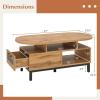 imageGiantex 47 Oval Coffee Table Cocktail Accent Center Table with Storage Compartments amp Drawer Wood Small Coffee Table with 5 Support Legs Mid Century Modern Living Room Tables NaturalNatural