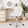 imageGiantex Armless Office Chair Modern Faux Fur White Vanity Chair with Wheels amp Adjustable Height 360 Rolling Swivel Task Computer Seat Home Office Desk Chair for Makeup Bedroom Small SpaceWhite