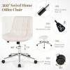 imageGiantex Armless Office Chair Modern Faux Fur White Vanity Chair with Wheels amp Adjustable Height 360 Rolling Swivel Task Computer Seat Home Office Desk Chair for Makeup Bedroom Small SpaceWhite