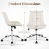 imageGiantex Armless Office Chair Modern Faux Fur White Vanity Chair with Wheels amp Adjustable Height 360 Rolling Swivel Task Computer Seat Home Office Desk Chair for Makeup Bedroom Small SpaceWhite
