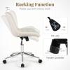 imageGiantex Armless Office Chair Modern Faux Fur White Vanity Chair with Wheels amp Adjustable Height 360 Rolling Swivel Task Computer Seat Home Office Desk Chair for Makeup Bedroom Small SpaceWhite