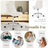 imageGiantex Armless Office Chair Modern Faux Fur White Vanity Chair with Wheels amp Adjustable Height 360 Rolling Swivel Task Computer Seat Home Office Desk Chair for Makeup Bedroom Small SpaceWhite