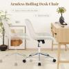 imageGiantex Armless Office Chair Modern Faux Fur White Vanity Chair with Wheels amp Adjustable Height 360 Rolling Swivel Task Computer Seat Home Office Desk Chair for Makeup Bedroom Small SpaceWhite