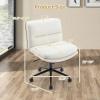 imageGiantex Armless Office Chair with Wheels PU Leather Height Adjustable Vanity Chair wCurved Backrest MidBack Criss Cross 360 Swivel Ergonomic Computer Desk Chair for Home Office amp Bedroom WhiteWhite