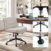 imageGiantex Armless Office Chair with Wheels PU Leather Height Adjustable Vanity Chair wCurved Backrest MidBack Criss Cross 360 Swivel Ergonomic Computer Desk Chair for Home Office amp Bedroom WhiteWhite