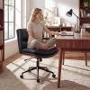 imageGiantex Armless Office Chair with Wheels PU Leather Height Adjustable Vanity Chair wCurved Backrest MidBack Criss Cross 360 Swivel Ergonomic Computer Desk Chair for Home Office amp Bedroom WhiteBlack