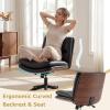imageGiantex Armless Office Chair with Wheels PU Leather Height Adjustable Vanity Chair wCurved Backrest MidBack Criss Cross 360 Swivel Ergonomic Computer Desk Chair for Home Office amp Bedroom WhiteBlack