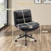 imageGiantex Armless Office Chair with Wheels PU Leather Height Adjustable Vanity Chair wCurved Backrest MidBack Criss Cross 360 Swivel Ergonomic Computer Desk Chair for Home Office amp Bedroom WhiteBlack